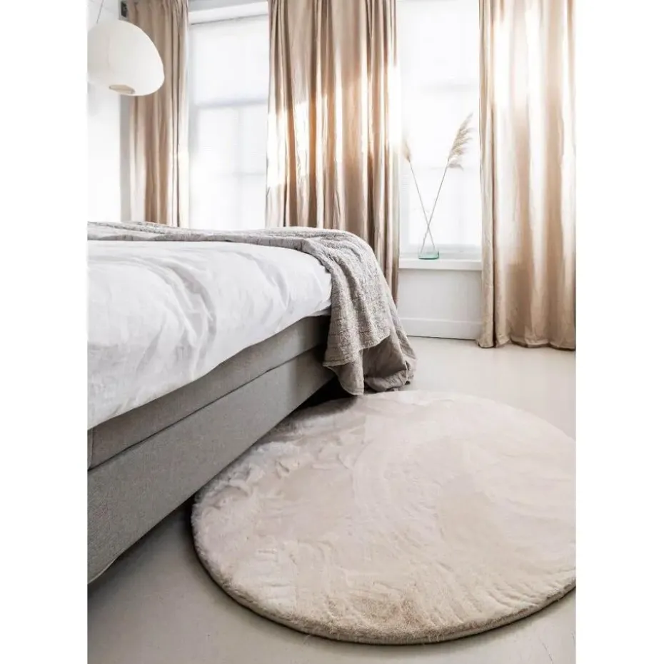 Interieur05 Rond Hoogpolig Vloerkleed Lux Creme - 200 x 200 cm