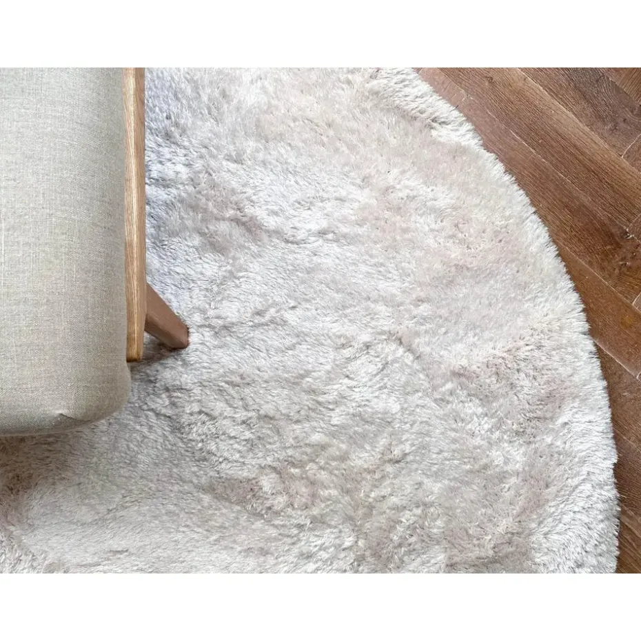 Interieur05 Rond Hoogpolig vloerkleed Odelia beige/wit - 240 x 240 cm