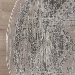 Interieur05 rond vintage Aila vloerkleed zand/beige - 190 x 190 cm