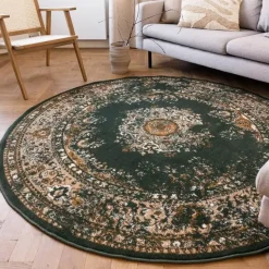 Interieur05 rond vloerkleed Keshan groen - 160 x 160 cm
