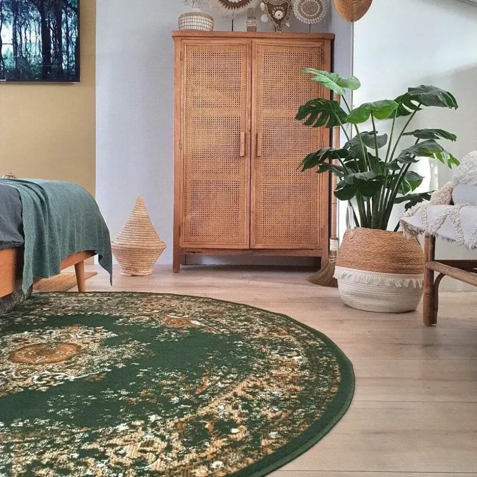 Interieur05 rond vloerkleed Keshan groen - 160 x 160 cm