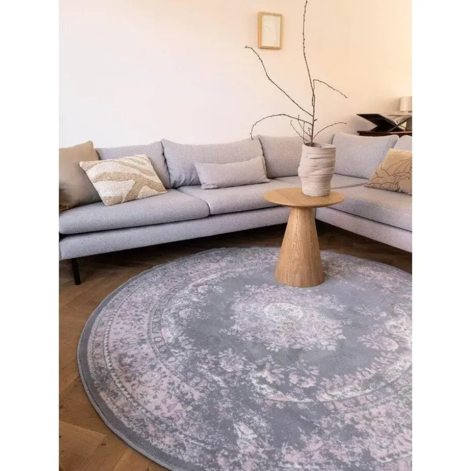 Interieur05 rond vloerkleed Keshan grijs - 160 x 160 cm