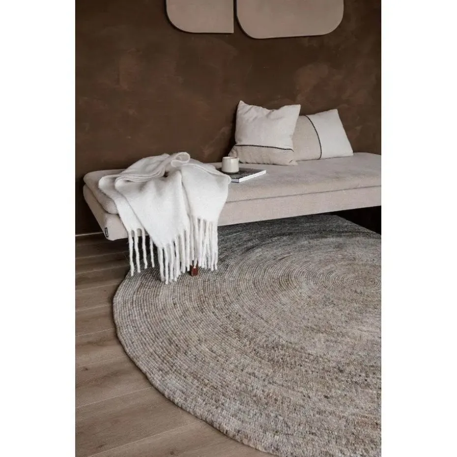 Interieur05 rond vloerkleed Gapo grijs/bruin - 220 x 220 cm