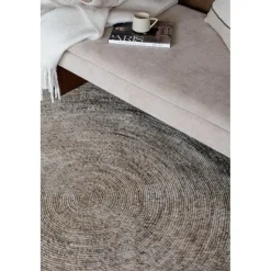 Interieur05 rond vloerkleed Gapo grijs/bruin - 220 x 220 cm