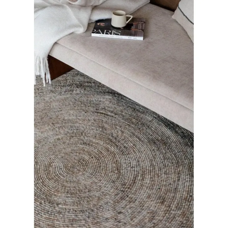 Interieur05 rond vloerkleed Gapo grijs/bruin - 220 x 220 cm