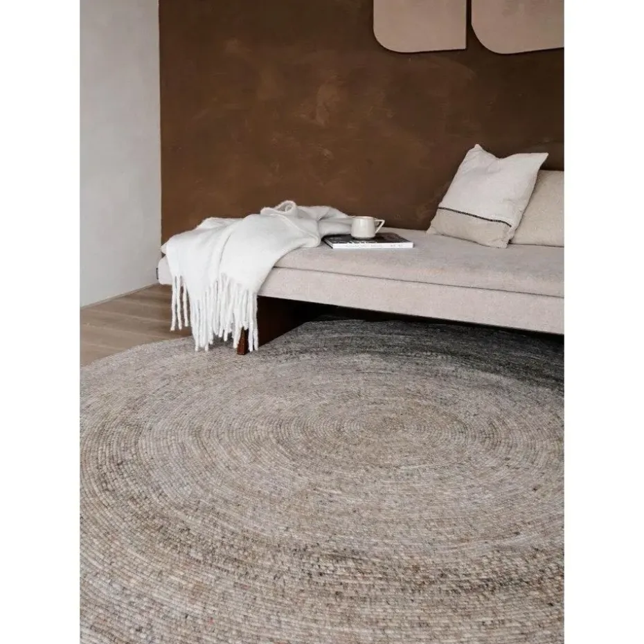 Interieur05 rond vloerkleed Gapo grijs/bruin - 220 x 220 cm