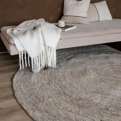 Interieur05 rond vloerkleed Gapo grijs/bruin - 220 x 220 cm