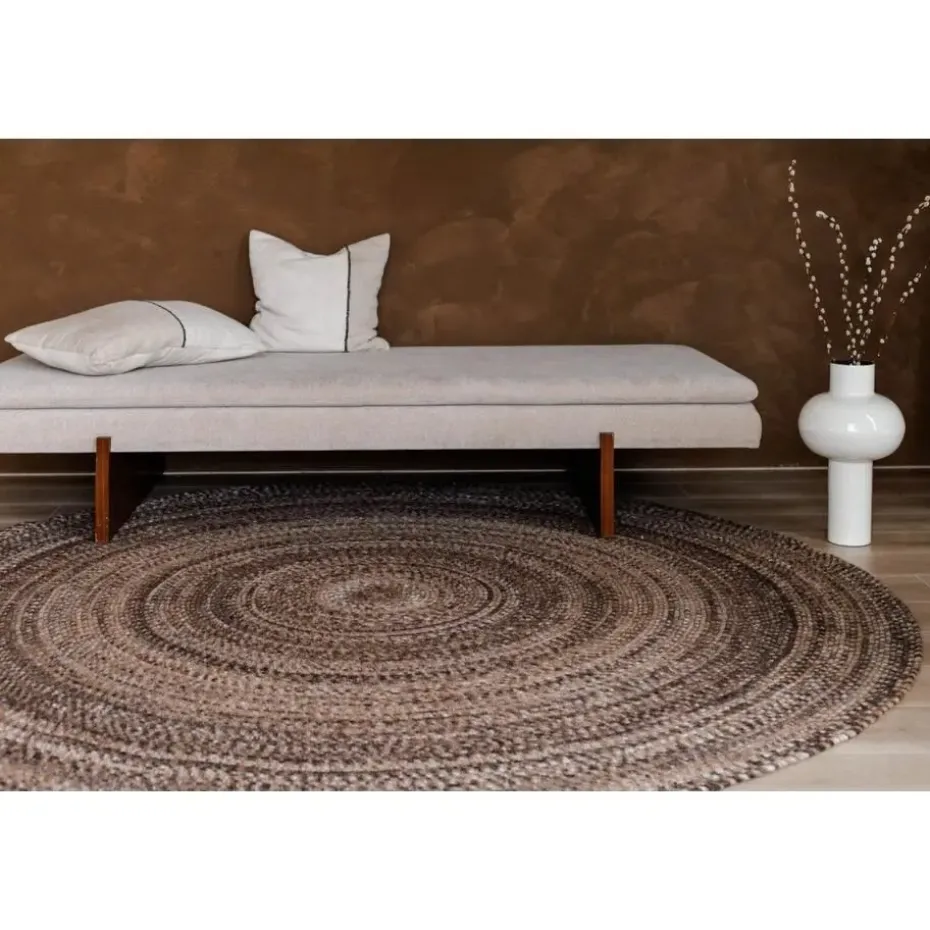 Interieur05 rond vloerkleed Gapo donkerbruin - 150 x 150 cm