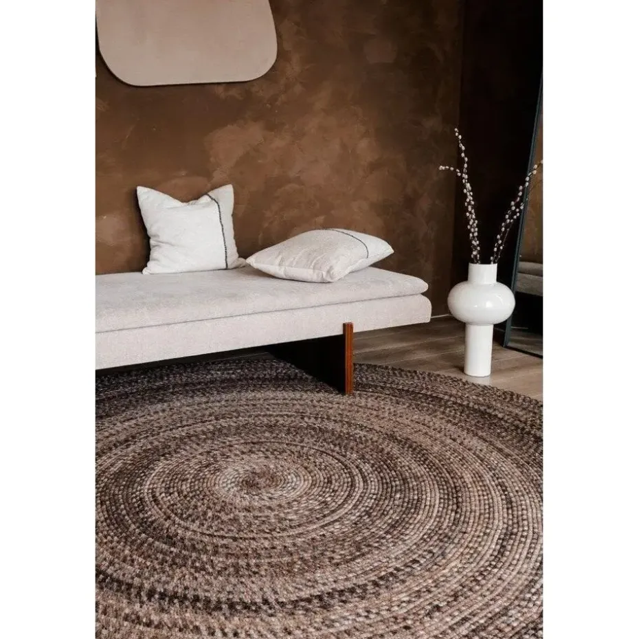 Interieur05 rond vloerkleed Gapo donkerbruin - 150 x 150 cm