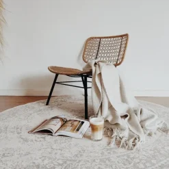 Interieur05 rond vloerkleed Keshan zand/beige - 190 x 190 cm