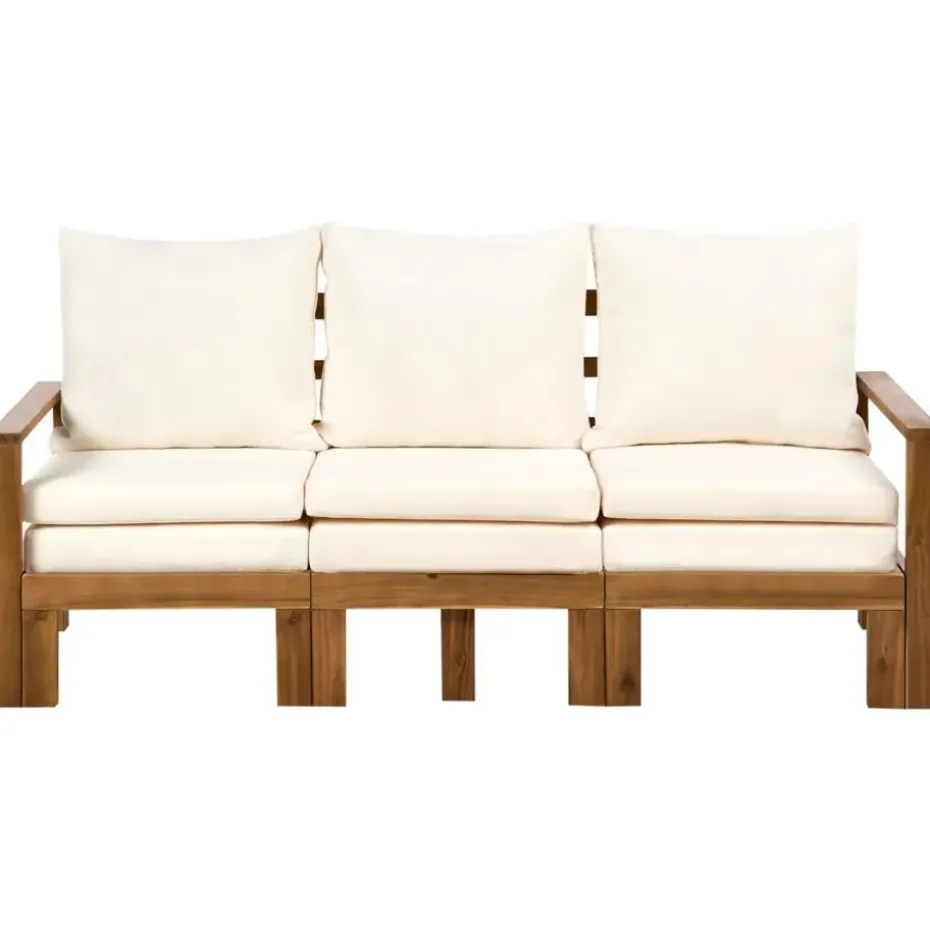 ISOLELLO - Tuinbank met kussens - Lichtbeige - Acaciahout