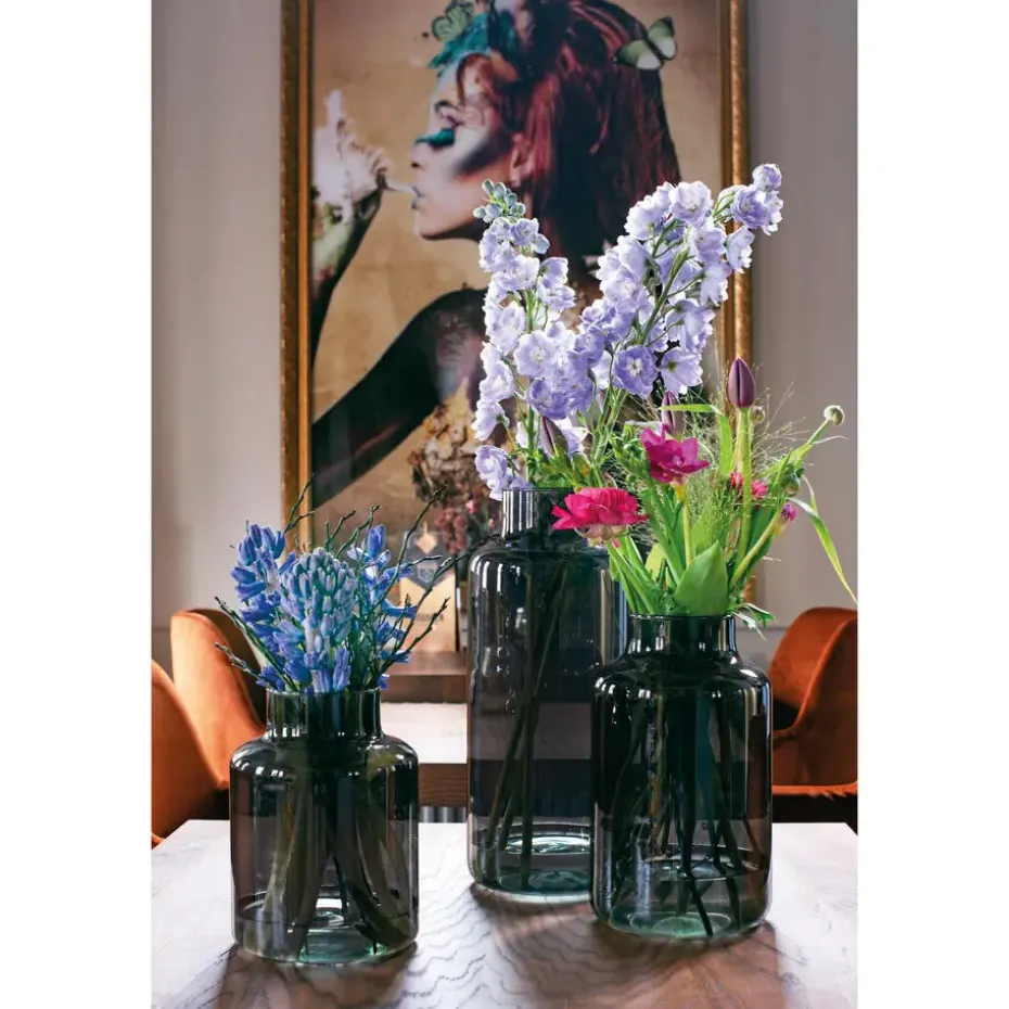 Jodeco Bloemenvaas Willem - smoke glas - D19 x H23 cm