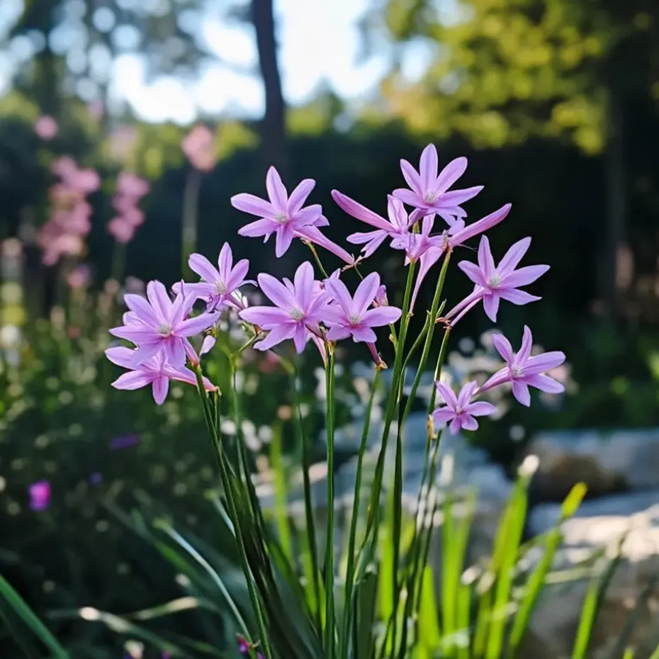 Kaapse knoflook - Set van 3 - Tulbaghia violacea - Hoogte 15-25cm - ⌀9cm