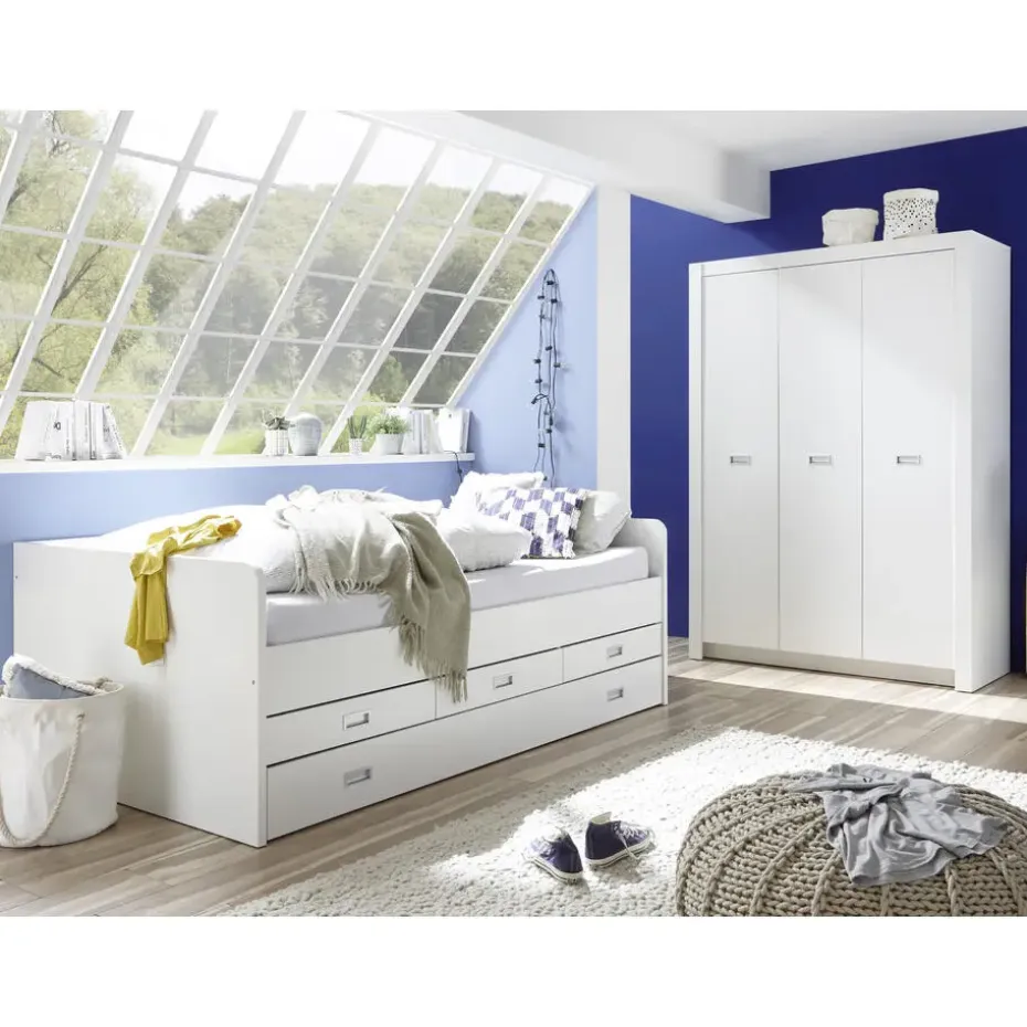 Kajuitbed Arkea 120x200 met 3 lades - wit