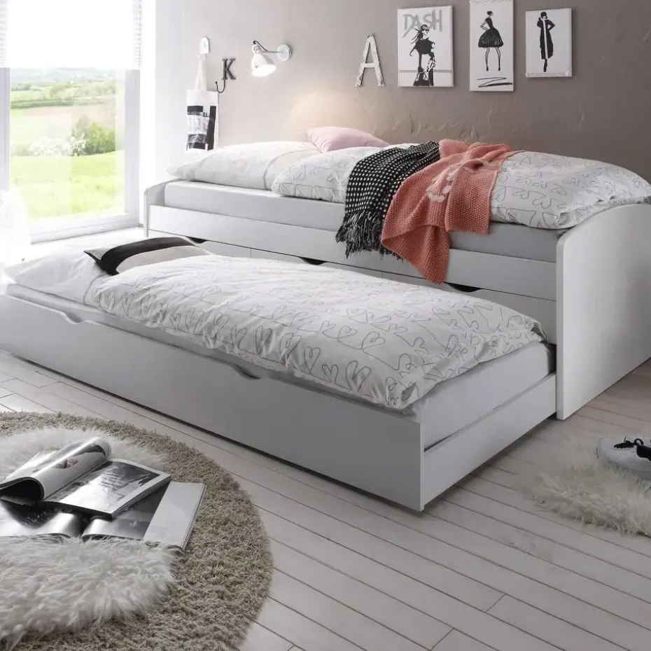 Kajuitbed Nasri 90x200 met bedlade - wit