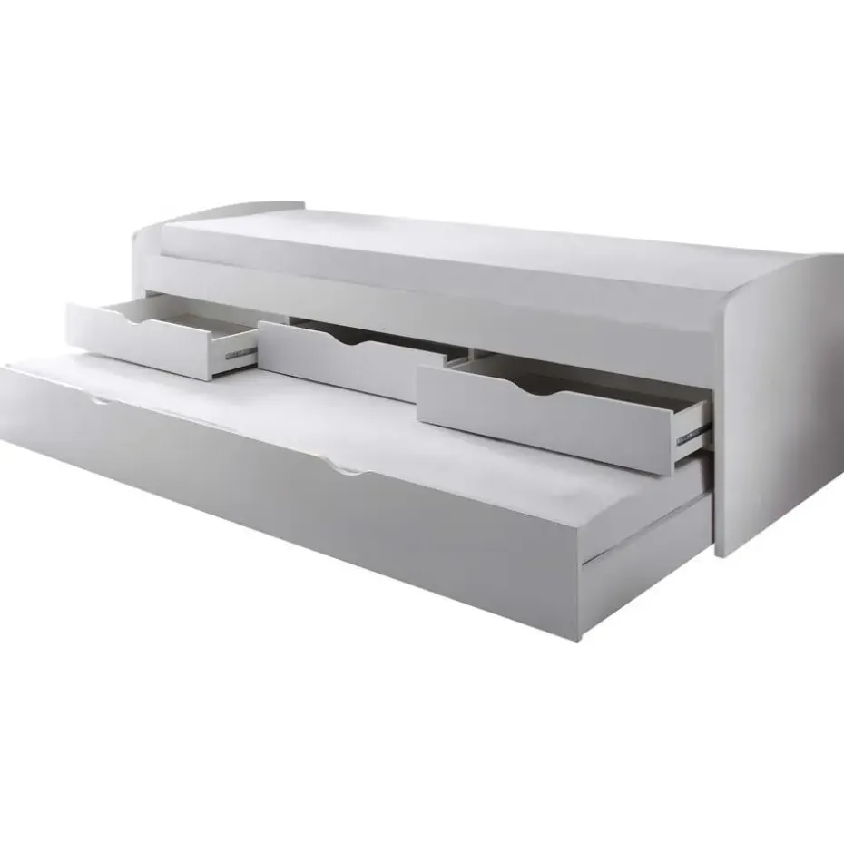 Kajuitbed Nasri 90x200 met bedlade - wit