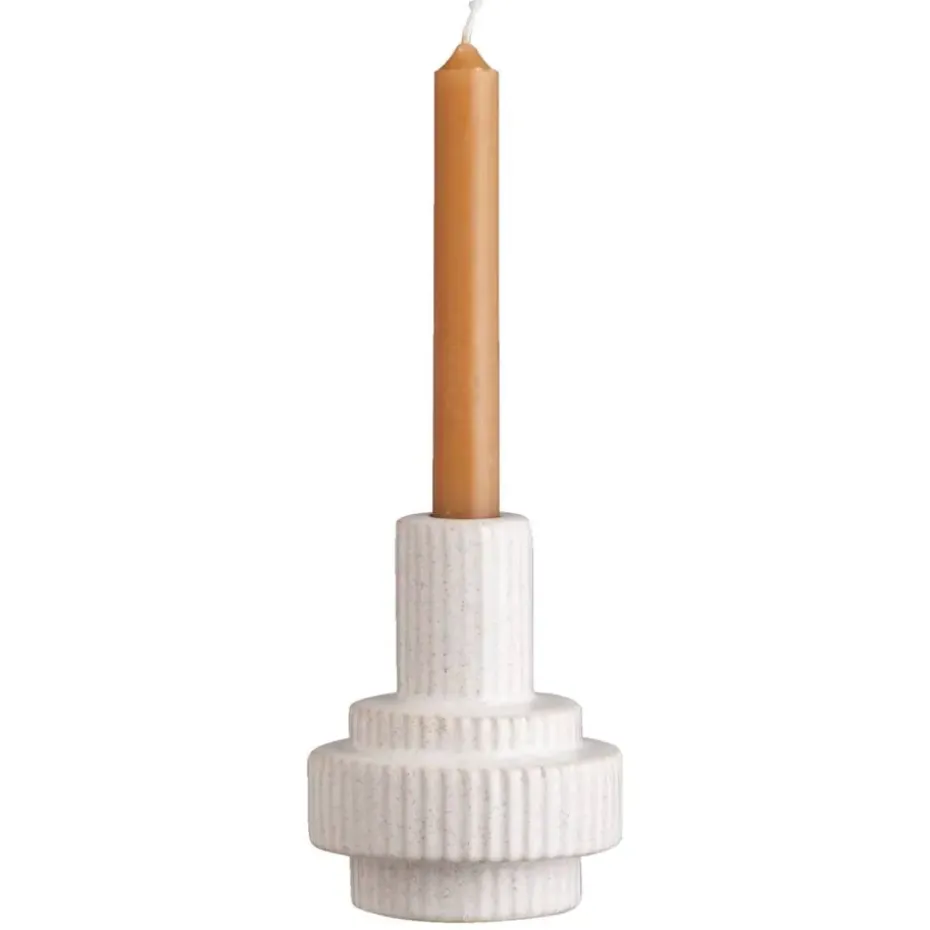 Kandelaar Ribe - zand - keramiek - 12,5xØ9,5 cm