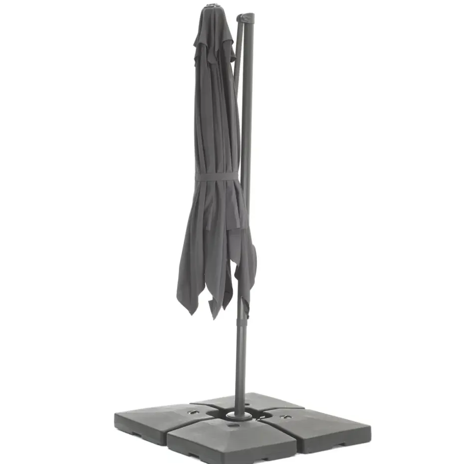 Kantelbare Zweefparasol 250x250 cm, Vierkant Zeil - Donker Grijs