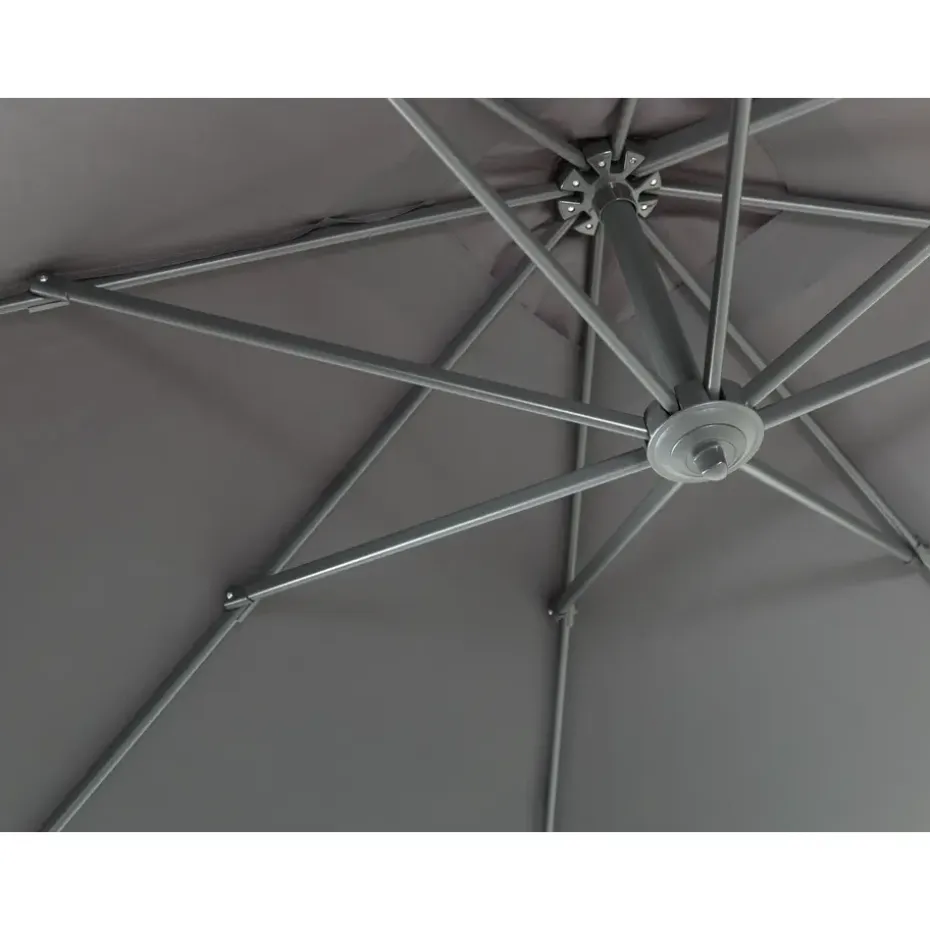 Kantelbare Zweefparasol 250x250 cm, Vierkant Zeil - Donker Grijs