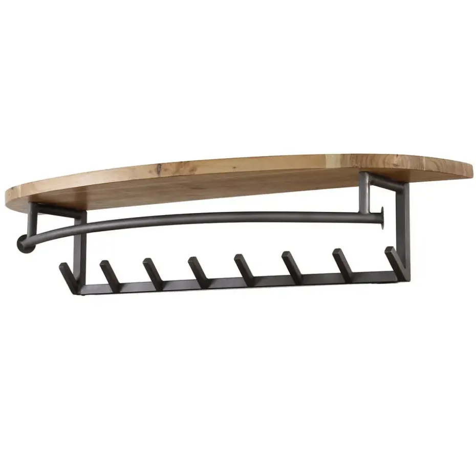 Kapstok Acaciahout - 8-Haken - 100x30x20cm - Round