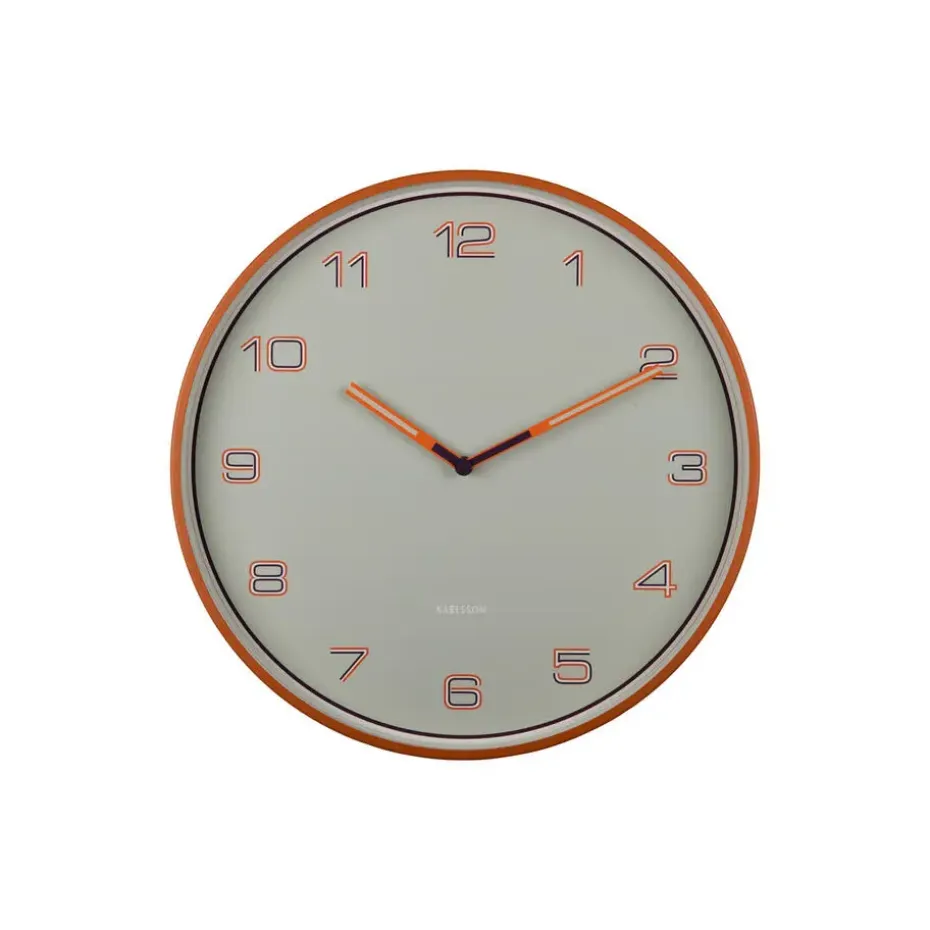 Karlsson - Wandklok Lined Numbers - Helderoranje- Ø40cm