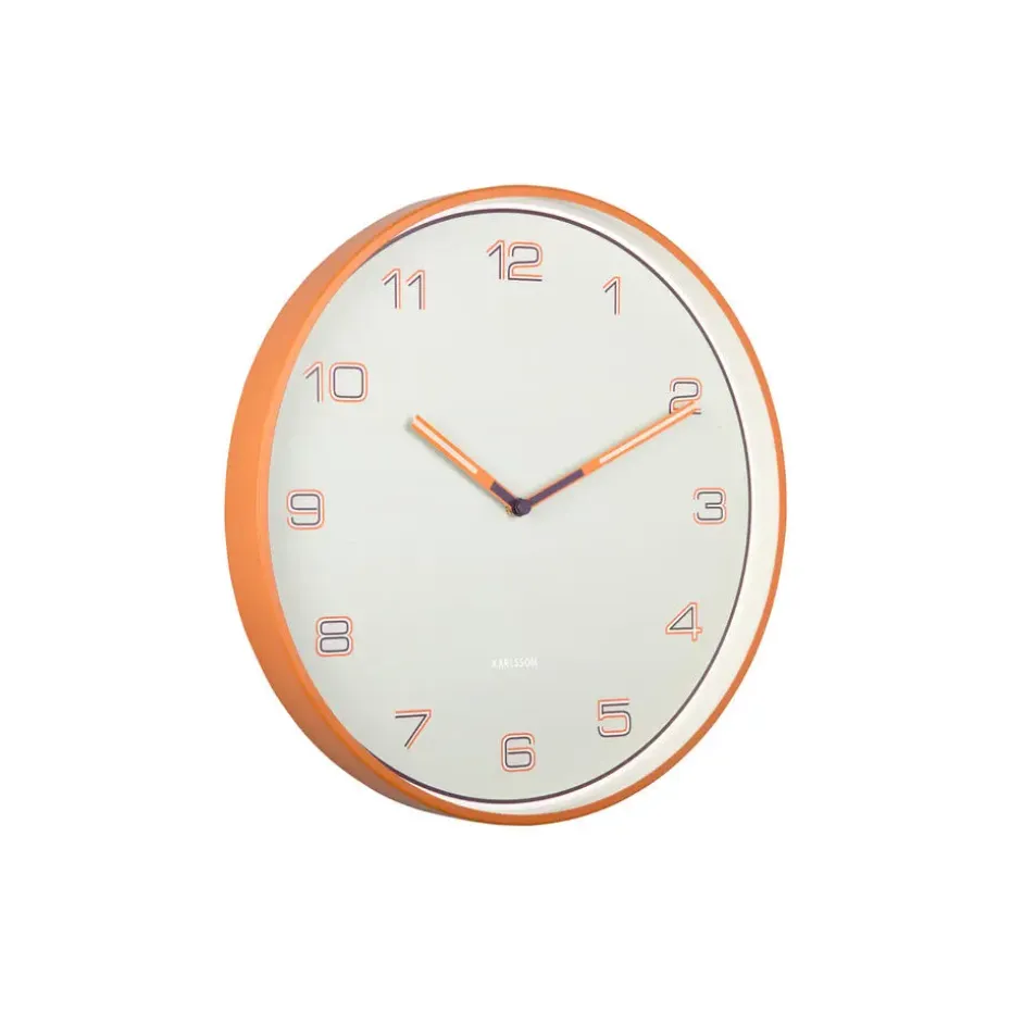 Karlsson - Wandklok Lined Numbers - Helderoranje- Ø40cm