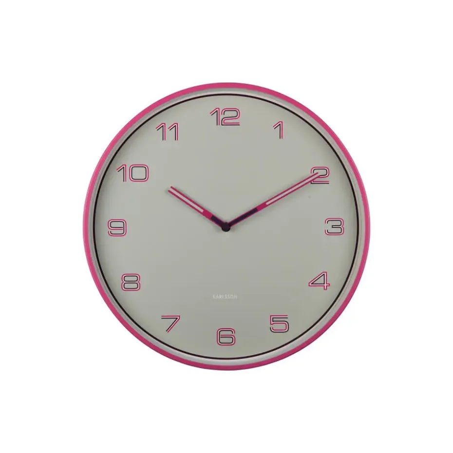 Karlsson - Wandklok Lined Numbers - Helderroze- Ø40cm