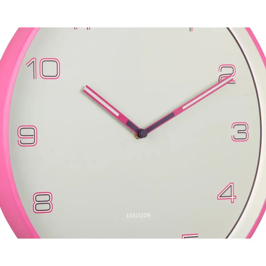 Karlsson - Wandklok Lined Numbers - Helderroze- Ø40cm