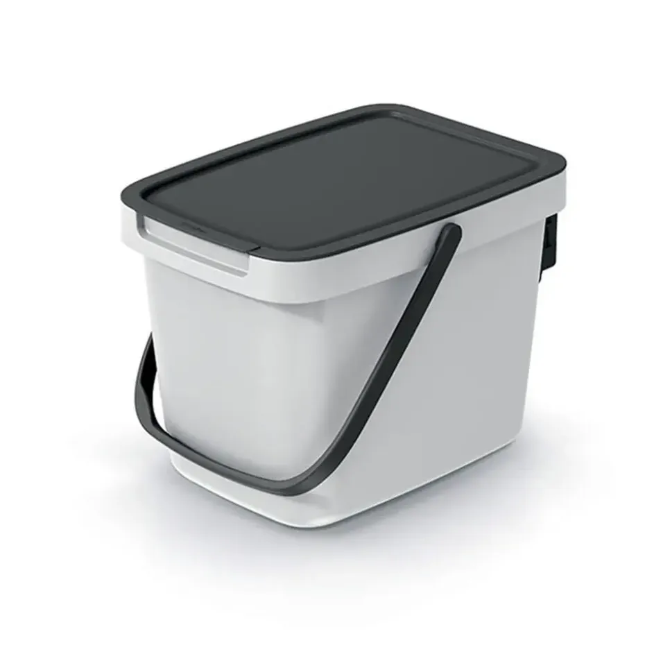 Keden GFT aanrecht afvalbak - creme wit - 6L - 20 x 26 x 20 cm