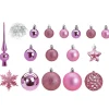 Kerstballen - 110x stuks - met piek - roze - kunststof - 3-6 cm
