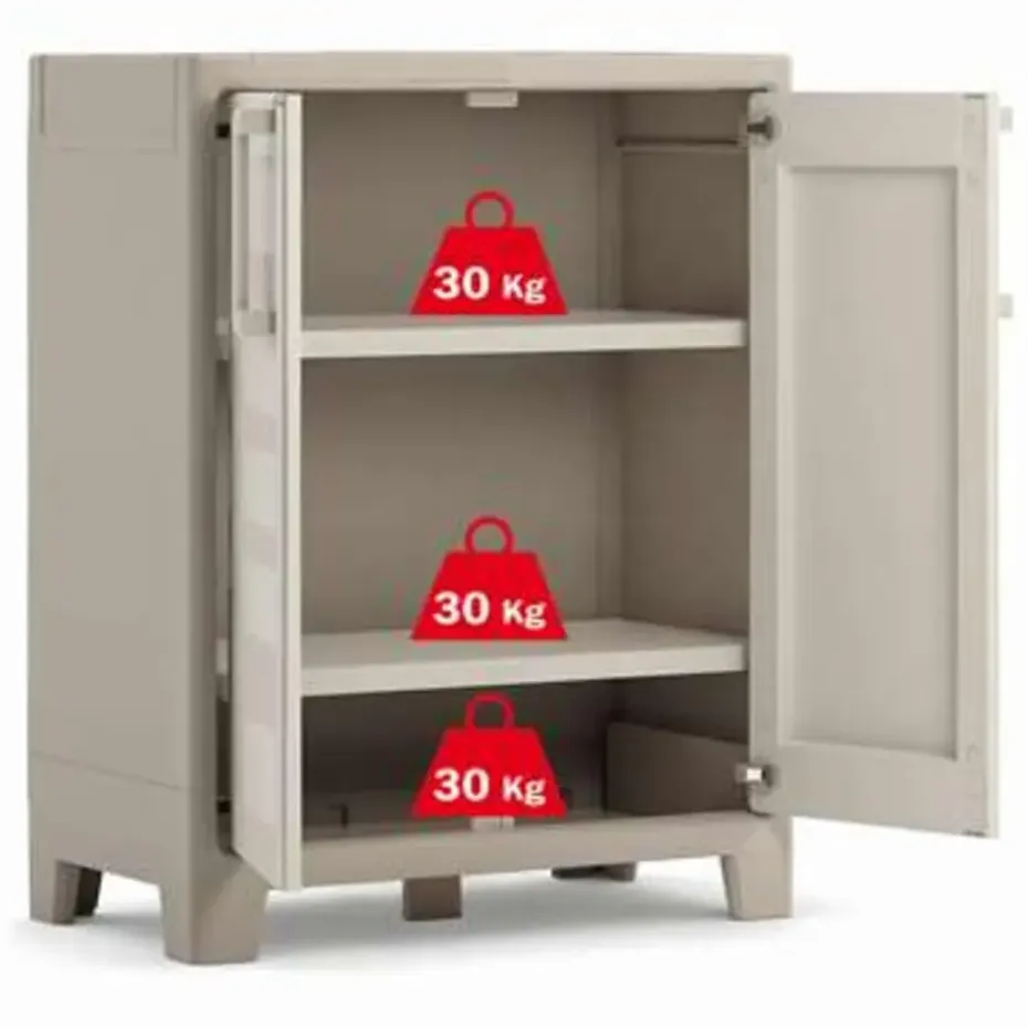 Keter Gulliver Lage Kast - 2 Planken - 80x44x100 cm - zand/beige