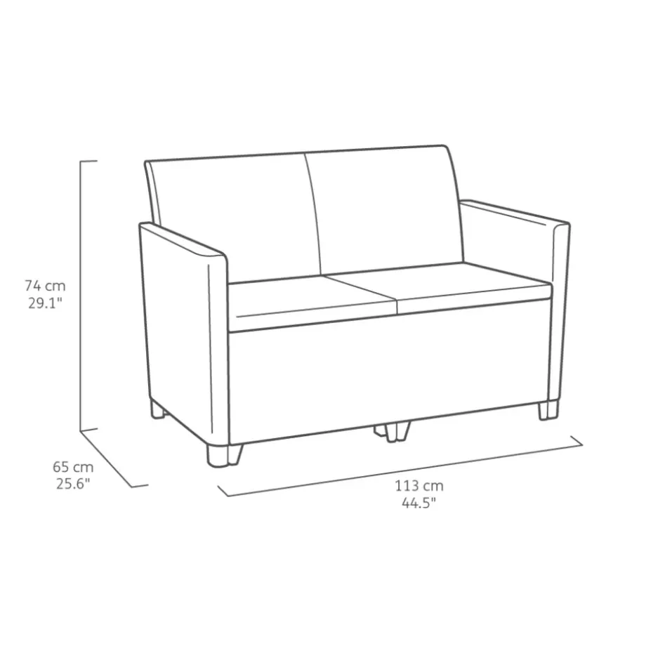 Keter Marie Essential Loungeset + Orlando tafel - 4 personen - Antraciet