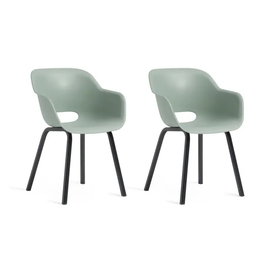 Keter Noa Tuinstoel - 2 stuks - 55x56.5x80cm - metalen onderstel - Vintage green