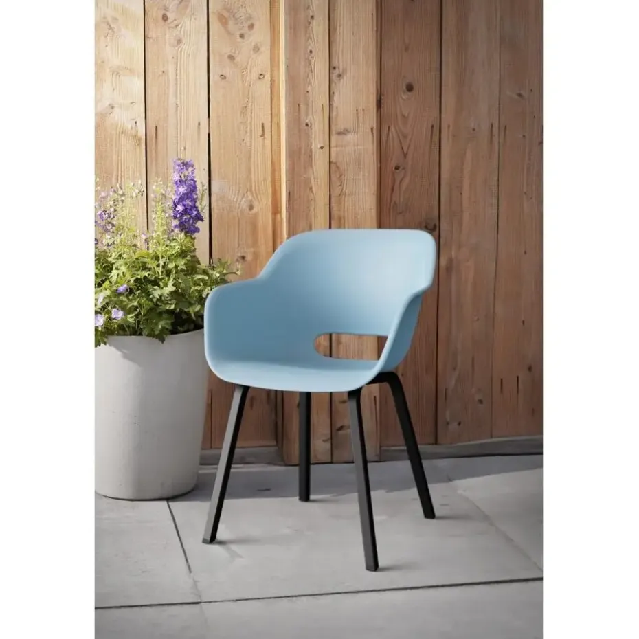Keter Noa Tuinstoel - 2 stuks - 55x56.5x80cm - metalen onderstel - Blauw