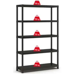 Keter Plus Stellingrek 120/5 - 5 Planken - 120x40x187 cm - zwart