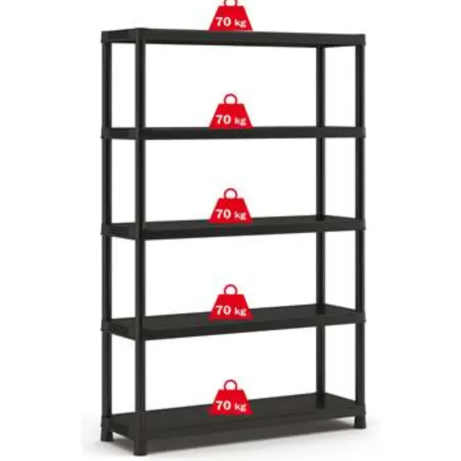 Keter Plus Stellingrek 120/5 - 5 Planken - 120x40x187 cm - zwart