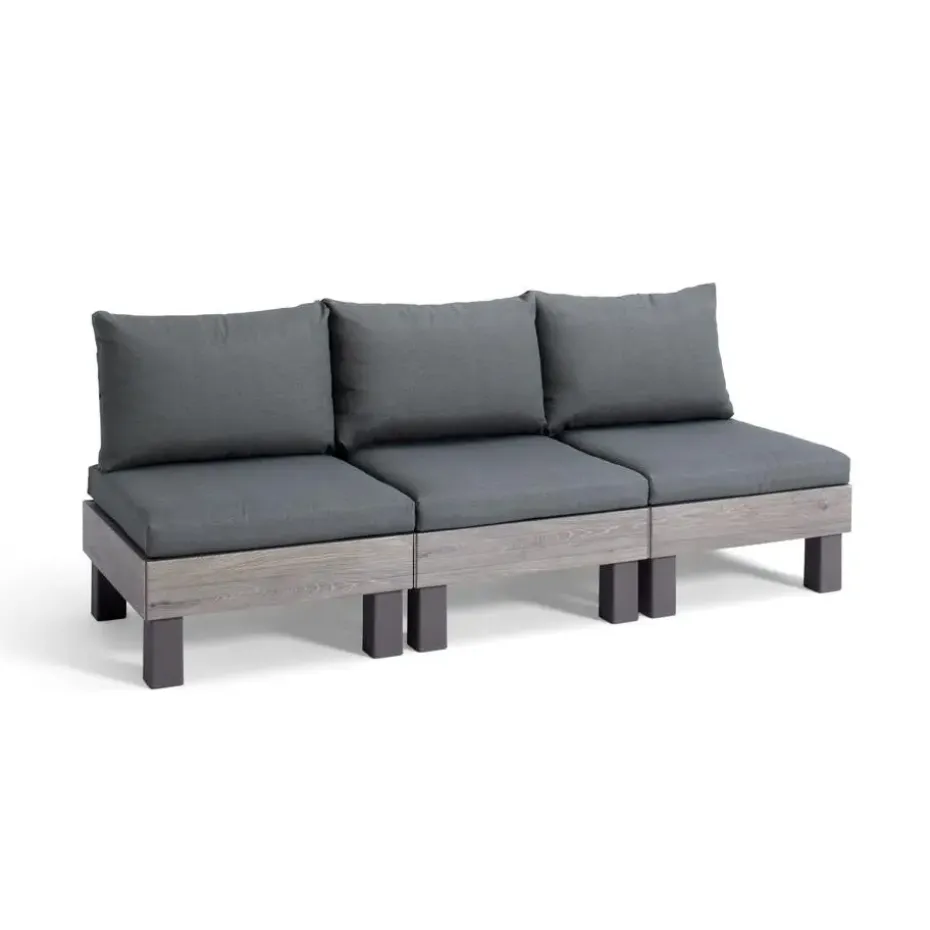 Keter Signature Elements 3-zits Loungebank - met groene kussens - Cappuccino