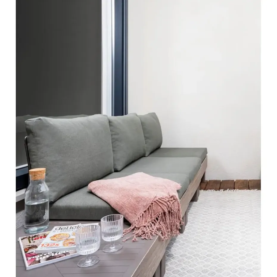 Keter Signature Elements 3-zits Loungebank - met groene kussens - Cappuccino