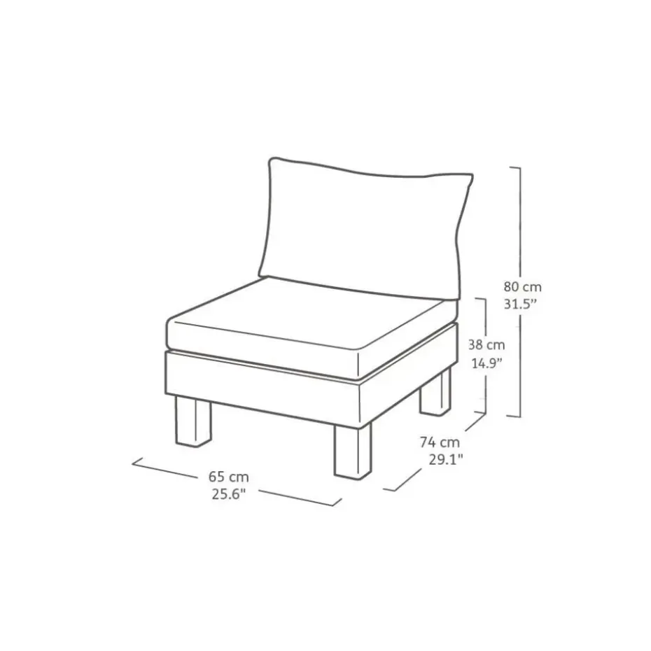 Keter Signature Elements 3-zits Loungebank - met groene kussens - Cappuccino