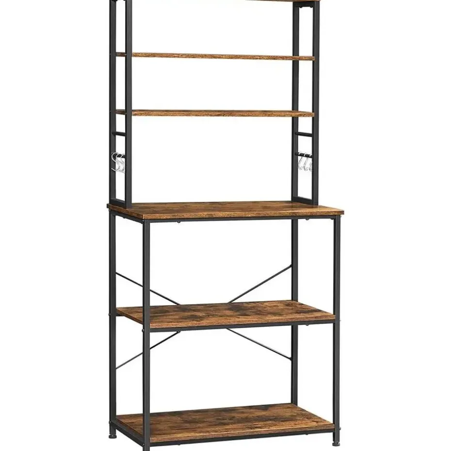 Keukenkast - Keukenrek staand - Industrieel - Bruin - Zwart - 80 x 40 x 167 cm
