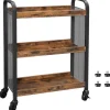 Keukentrolley Xenia 3 legplanken - rustiek bruin/zwart