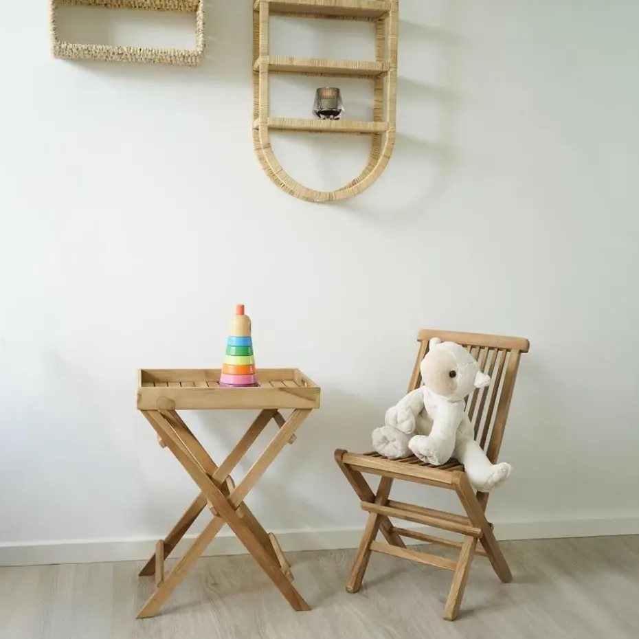 Kinderstoel Naturel Teakhout - Zithoogte 33cm - Toledo - Set van 2