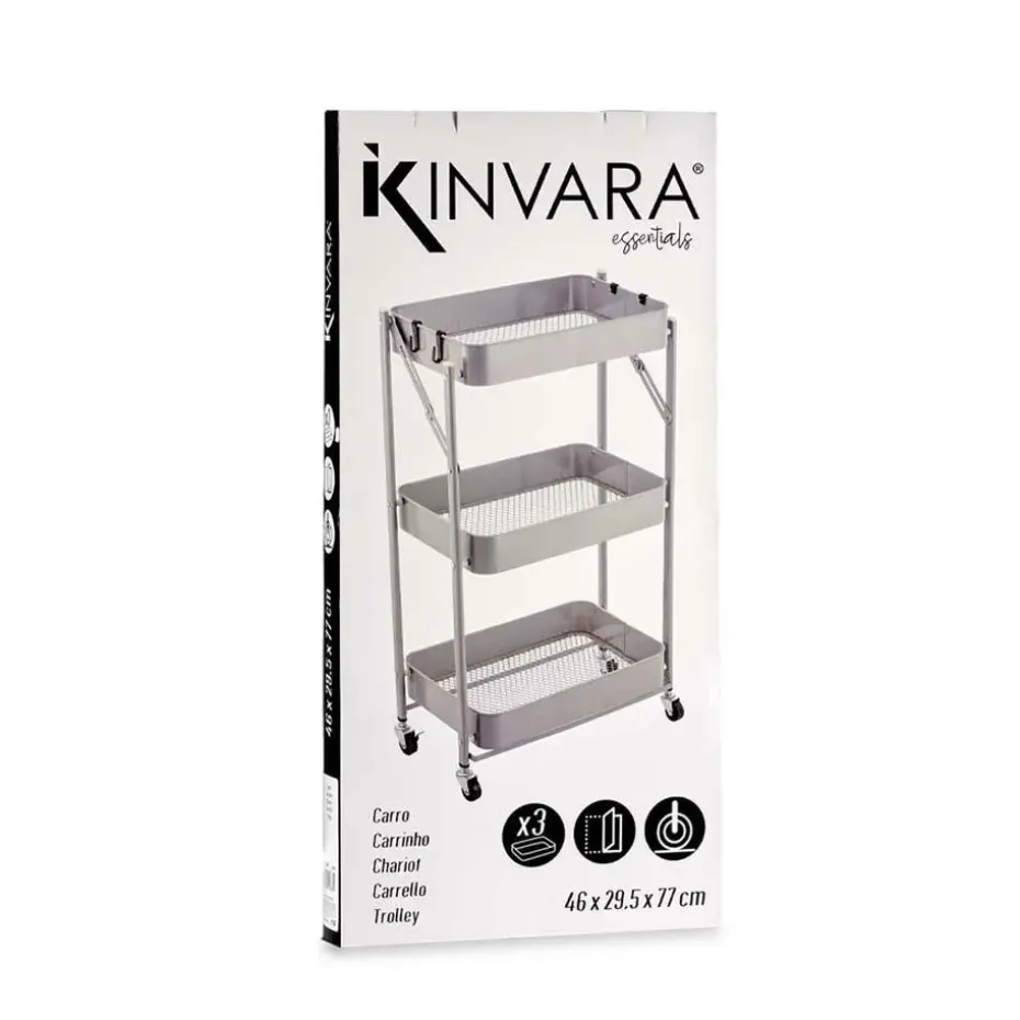 Kinvara Keuken/badkamer trolley - L45 x B30 x H78 cm - grijs - metaal
