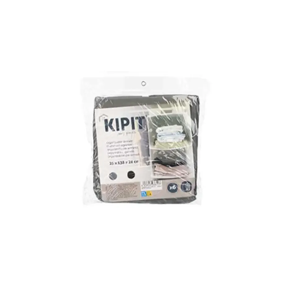 Kipit Kledingkast organizer - 6 vaks - wit - 25 x 25 x 138 cm