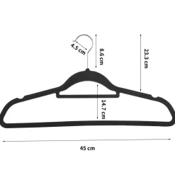 Kledinghangers - antislip - 20 stuks - zwart