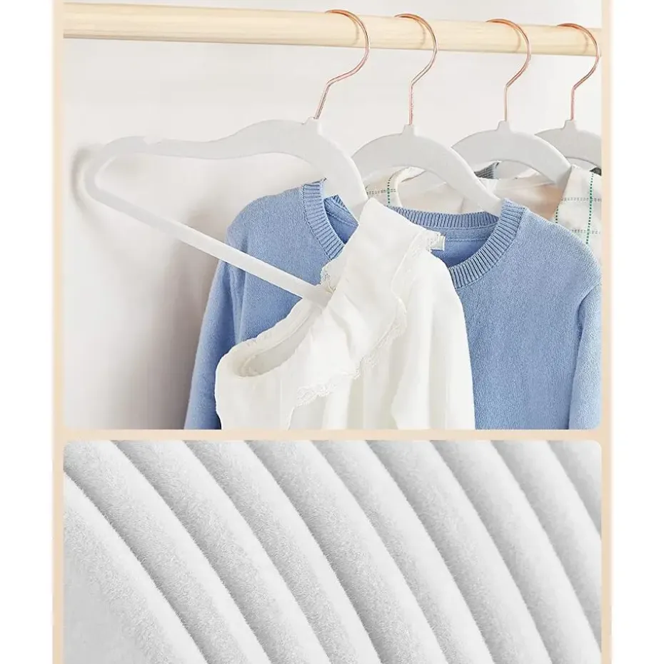 Kledinghangers voor Kinderen - Set van 50 - Fluweel - Anti-Slip - Wit