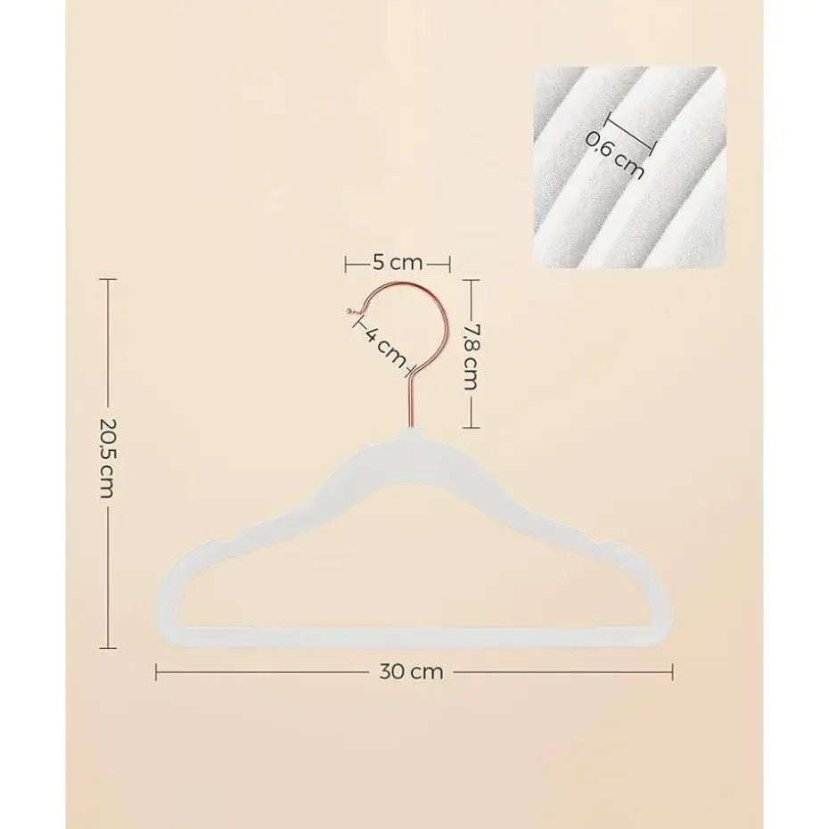 Kledinghangers voor Kinderen - Set van 50 - Fluweel - Anti-Slip - Wit