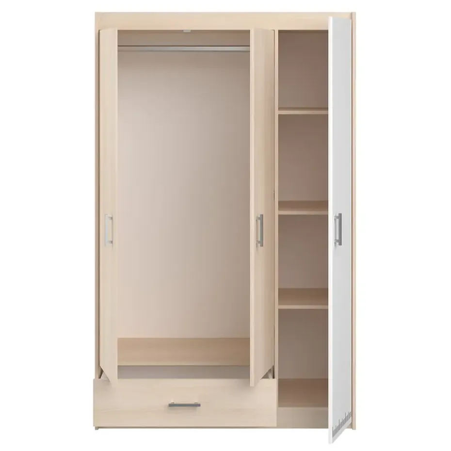 Kledingkast Charly 3-deurs - acaciakleur - 180x112x52 cm