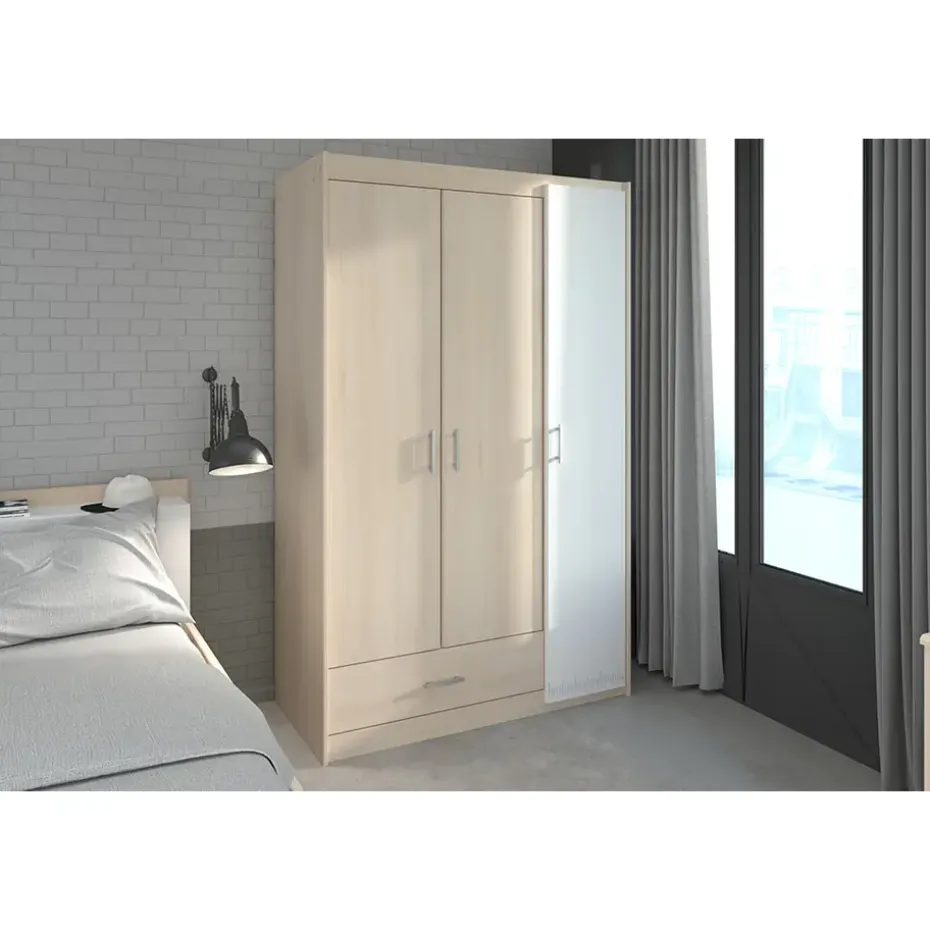 Kledingkast Charly 3-deurs - acaciakleur - 180x112x52 cm