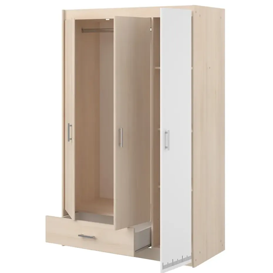 Kledingkast Charly 3-deurs - acaciakleur - 180x112x52 cm